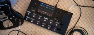 Helix Stadium XL Floor on rug plugged into a guitar