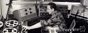 Les Paul recording a song in studio